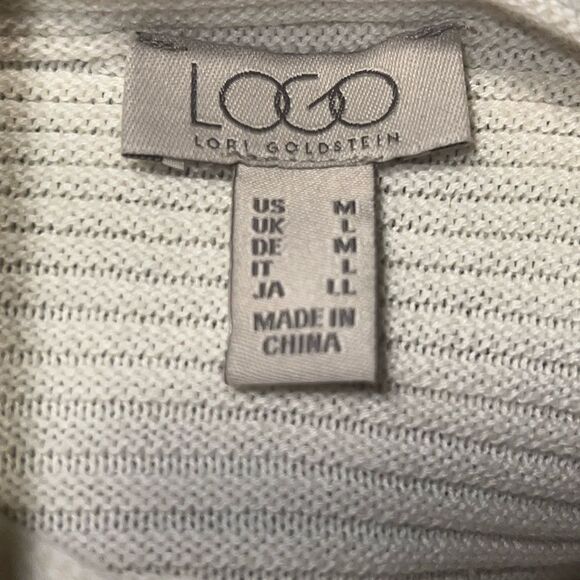 LOGO Lori Goldstein Alabaster Cloudia Ribbed Sweater-M - Picture 7 of 9